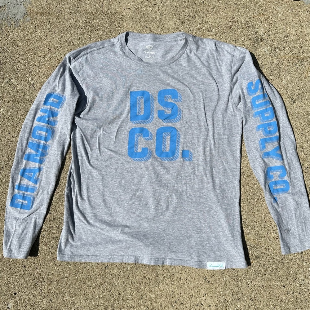 Diamond Supply Co Gray and Blue Long-sleeve shirt Size Large